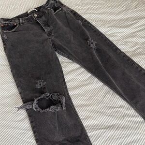 Abercrombie Dad High Rise Black Distressed Jeans